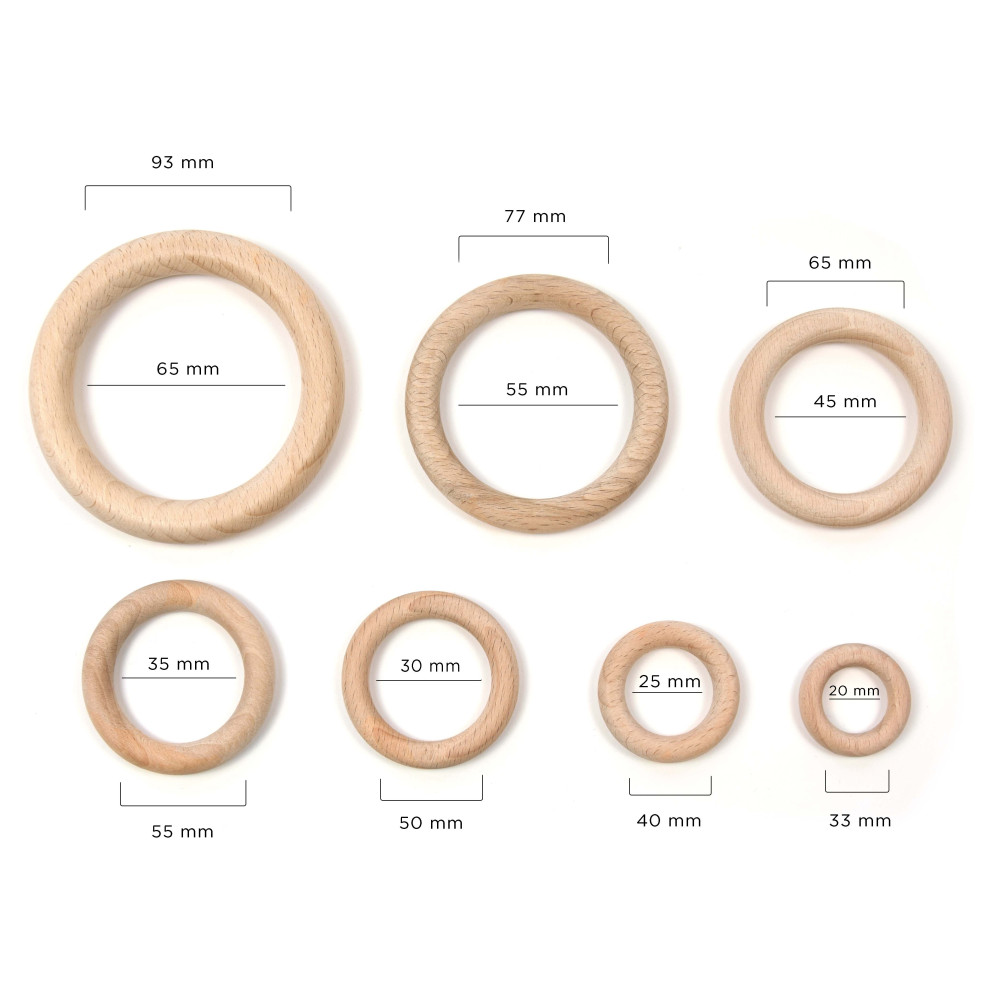 Macrame wooden rings - 50 mm, 10 pcs.