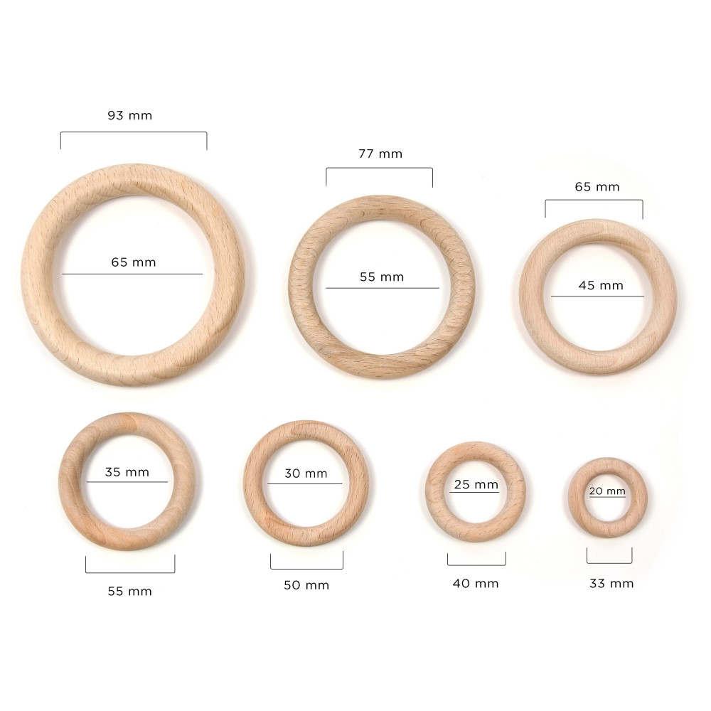 Macrame wooden rings - 40 mm, 50 pcs.