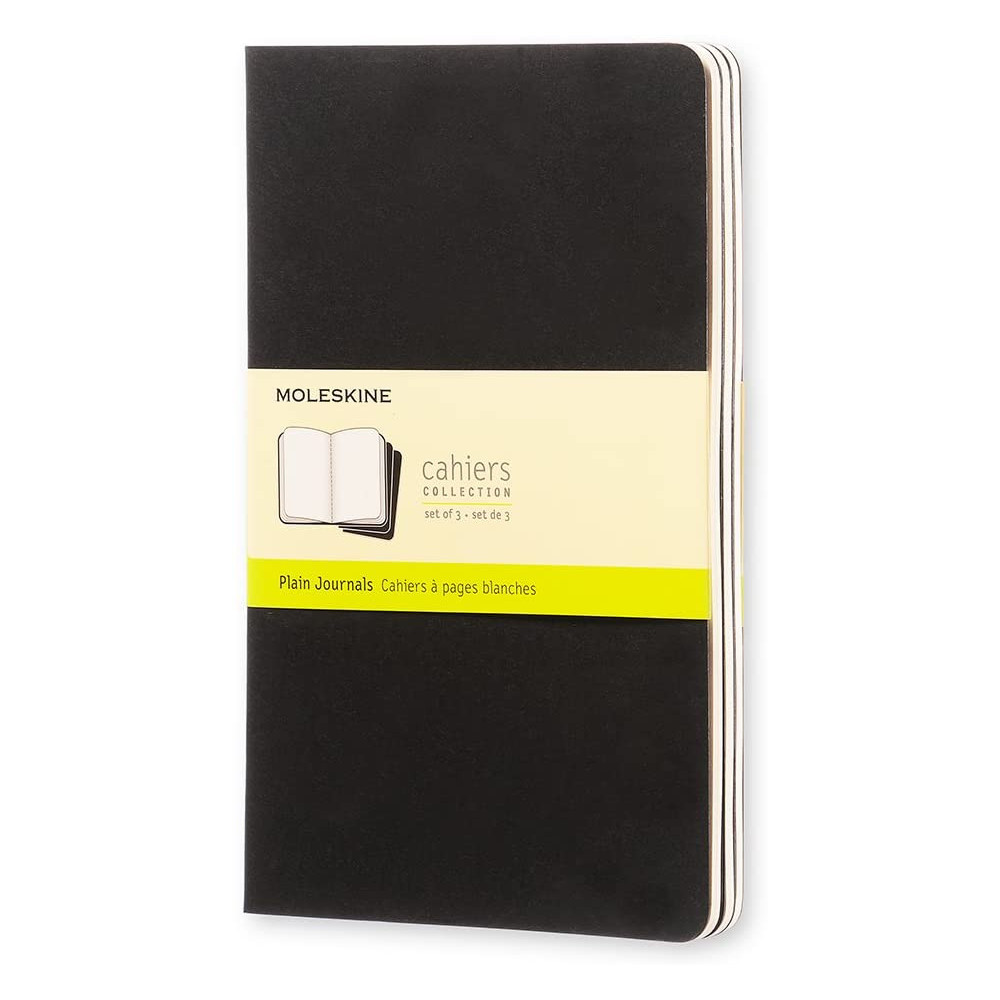 Set of Cahier Journals - Moleskine - Black, plain, softcover, L
