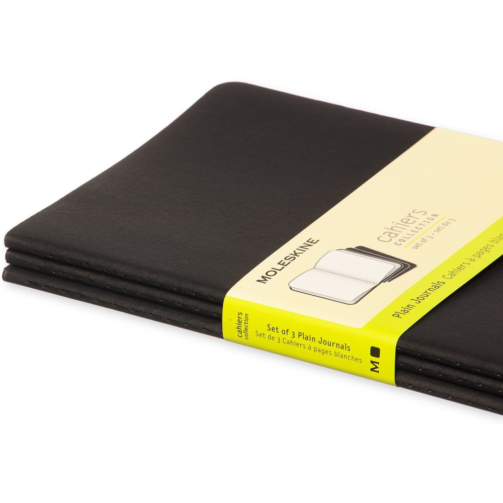 Set of Cahier Journals - Moleskine - Black, plain, softcover, L