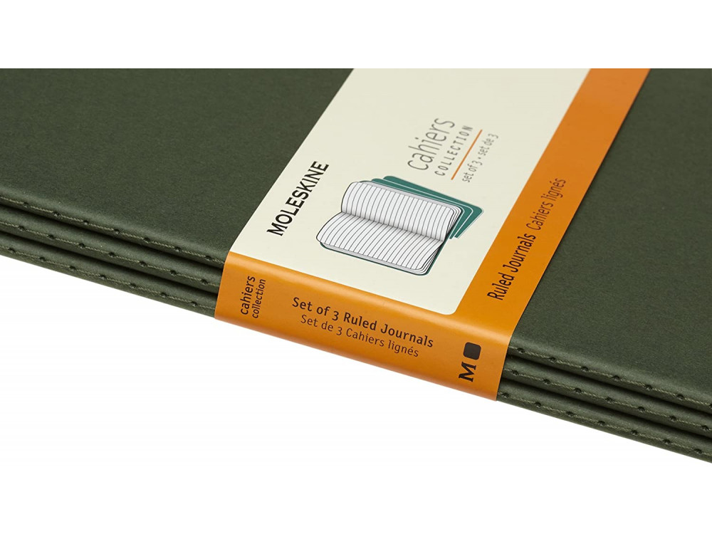 Set of Cahier Journals - Moleskine - Myrtle Green, ruled, softcover, L