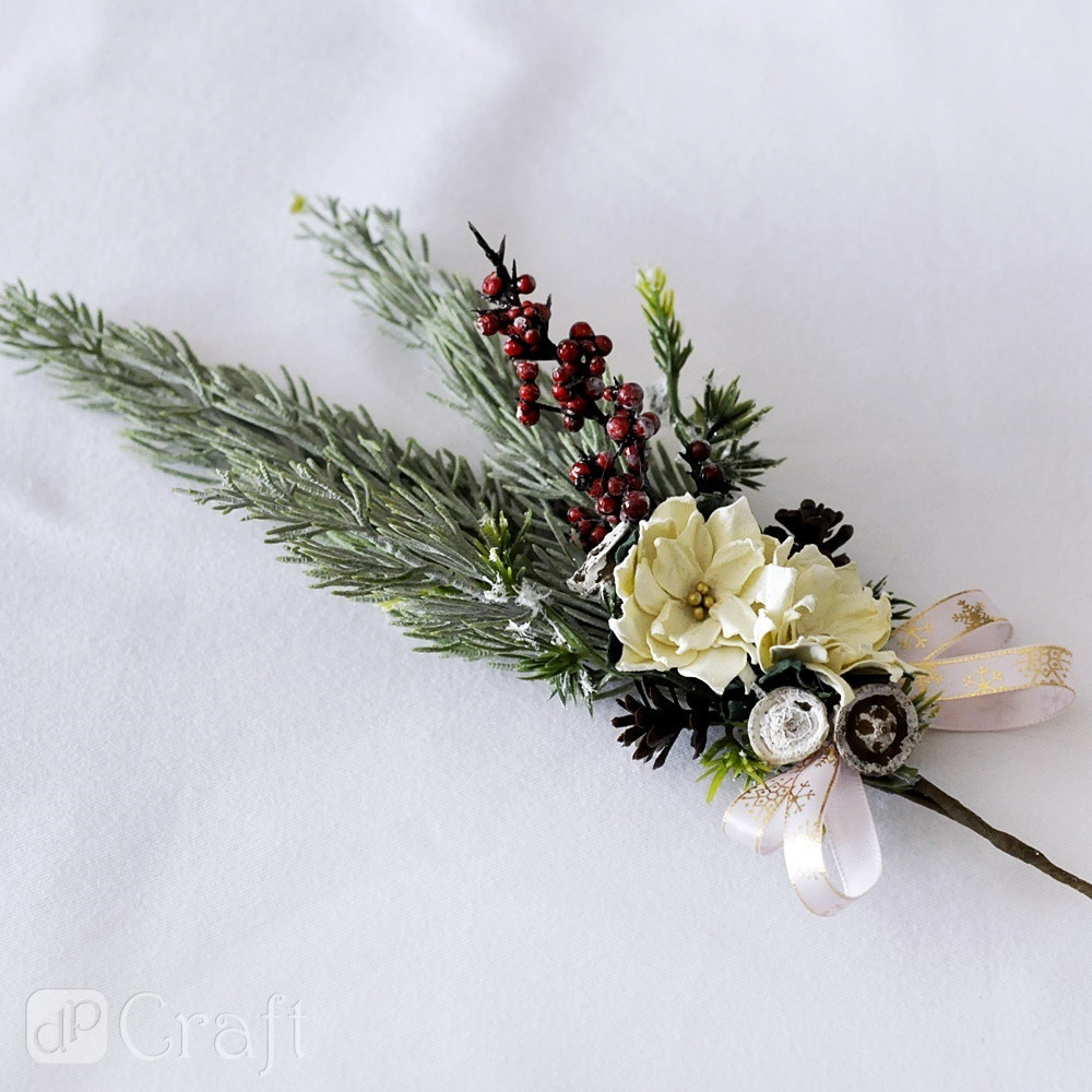 Whitened twigs with fruits - DpCraft - red, 3 pcs