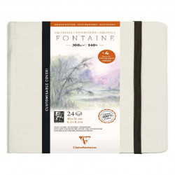Watercolour Fontaine sketchbook - Clairefontaine - hot pressed, 16 x 21 cm, 300 g, 24 sheets