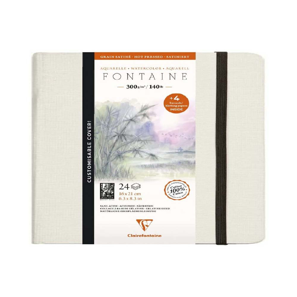 Watercolour Fontaine sketchbook - Clairefontaine - hot pressed, 16 x 21 cm, 300 g, 24 sheets