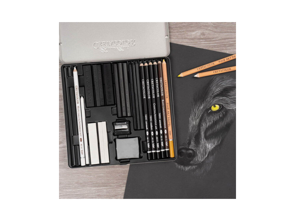 Wolf Box Drawing Set - Cretacolor - 25 pcs