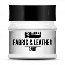Farba do tkanin i skór - Pentart - biała, 50 ml