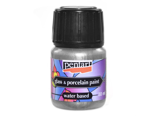Paint for porcelain and glass - Pentart - Silver, 30 ml