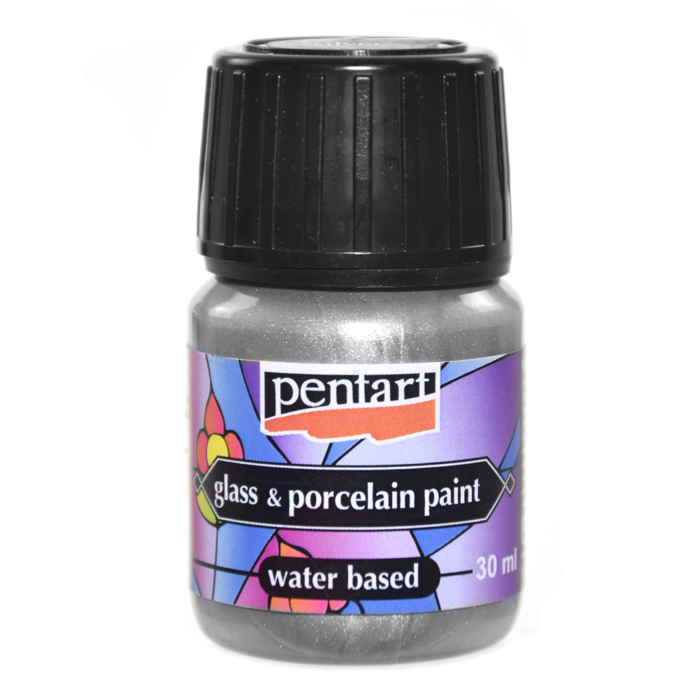 Paint for porcelain and glass - Pentart - Silver, 30 ml
