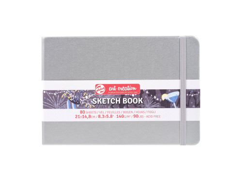 Sketch Book 21 x 14,8 cm - Talens Art Creation - Shiny Silver, 140 g, 80 sheets