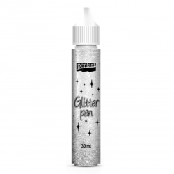 Glitter Pen - Pentart - Silver, 30 ml