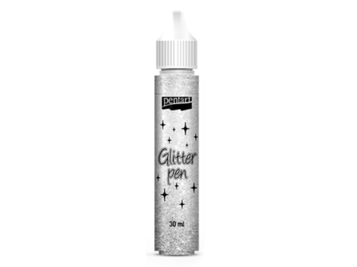Glitter Pen - Pentart - Silver, 30 ml