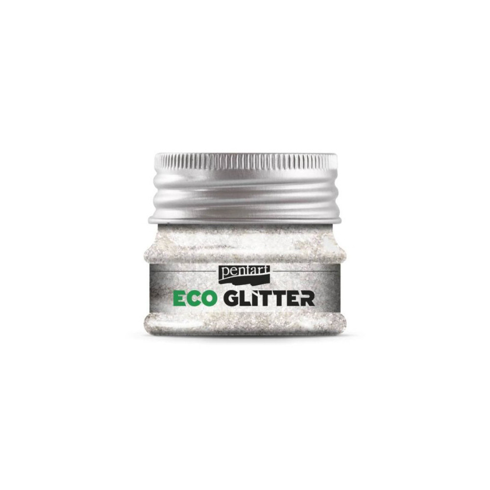 Eko brokat sypki Eco Glitter - Pentart - srebrny, bardzo drobny, 15 g