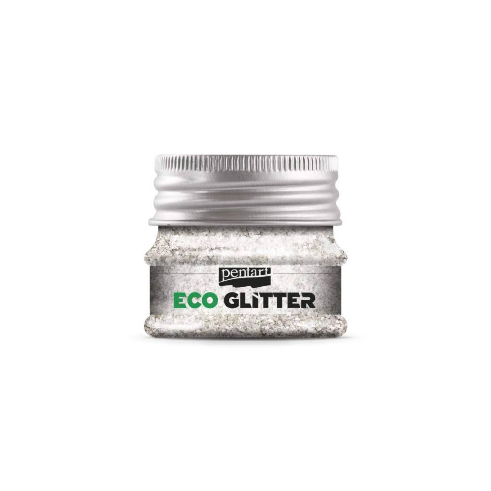Eko brokat sypki Eco Glitter - Pentart - srebrny, gruby, 15 g
