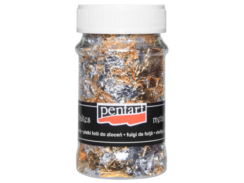 Decor foil Metal Flakes - Pentart - gold and silver, 100 ml