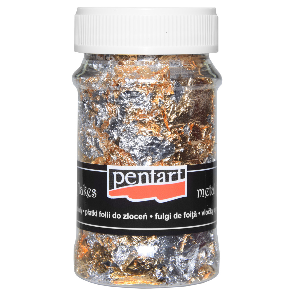 Decor foil Metal Flakes - Pentart - gold and silver, 100 ml
