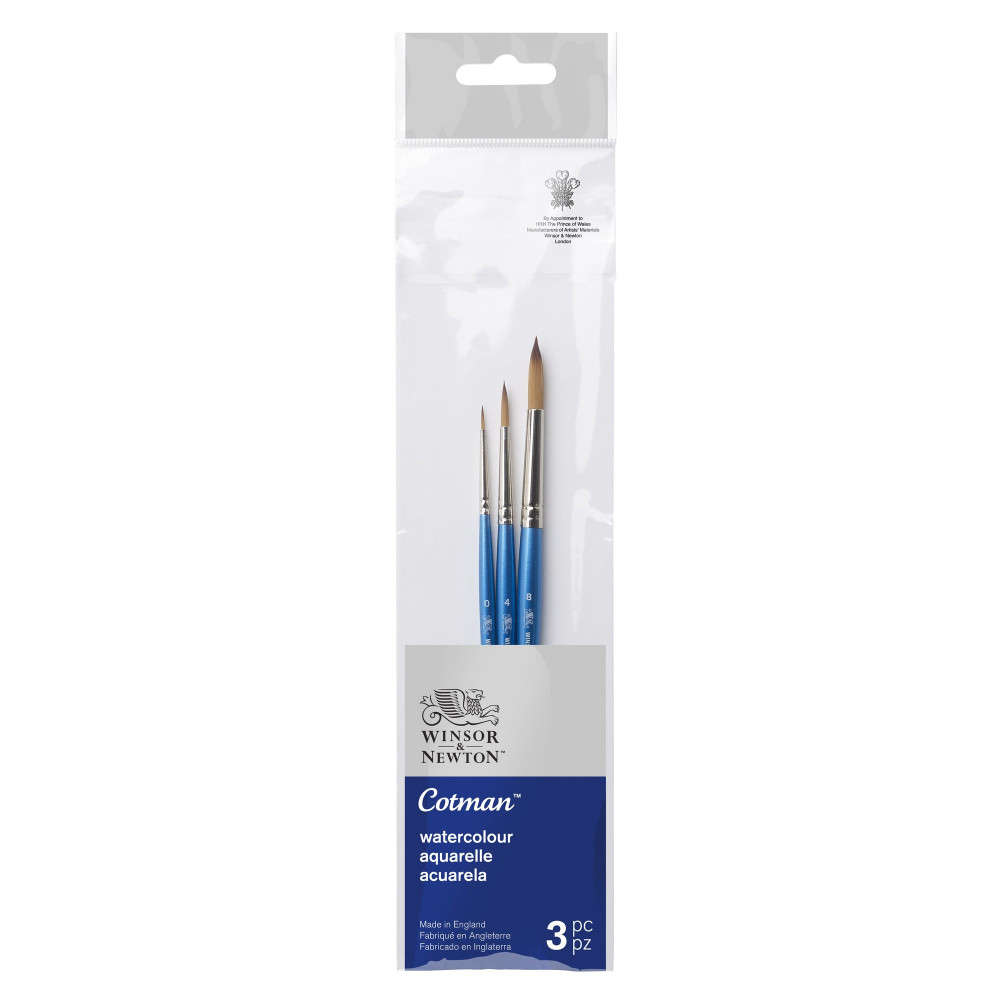 Set of Cotman watercolor brushes - Winsor & Newton - short handle, 3 pcs