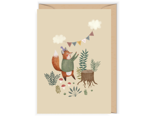 Kartka okolicznościowa - Cudowianki - Lisek jubilat, 12 x 17 cm