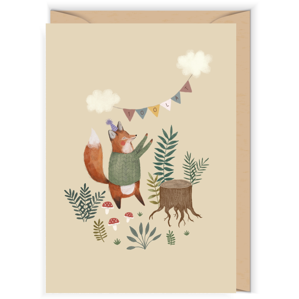 Greeting card - Cudowianki - Lisek jubilat, 12 x 17 cm