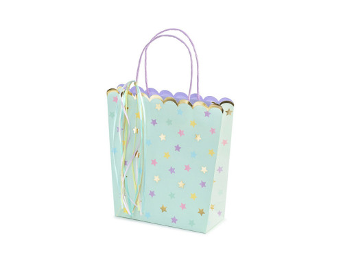 Gift paper bag, Stars - blue, 22 x 23 x 8 cm