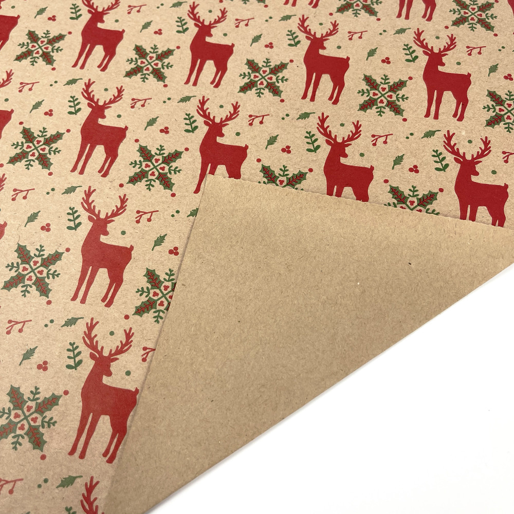 Gift wrapping paper, Reindeers - Clairefontaine - craft, 35 cm x 5 m