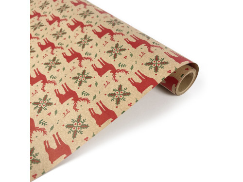 Gift wrapping paper, Reindeers - Clairefontaine - craft, 35 cm x 5 m