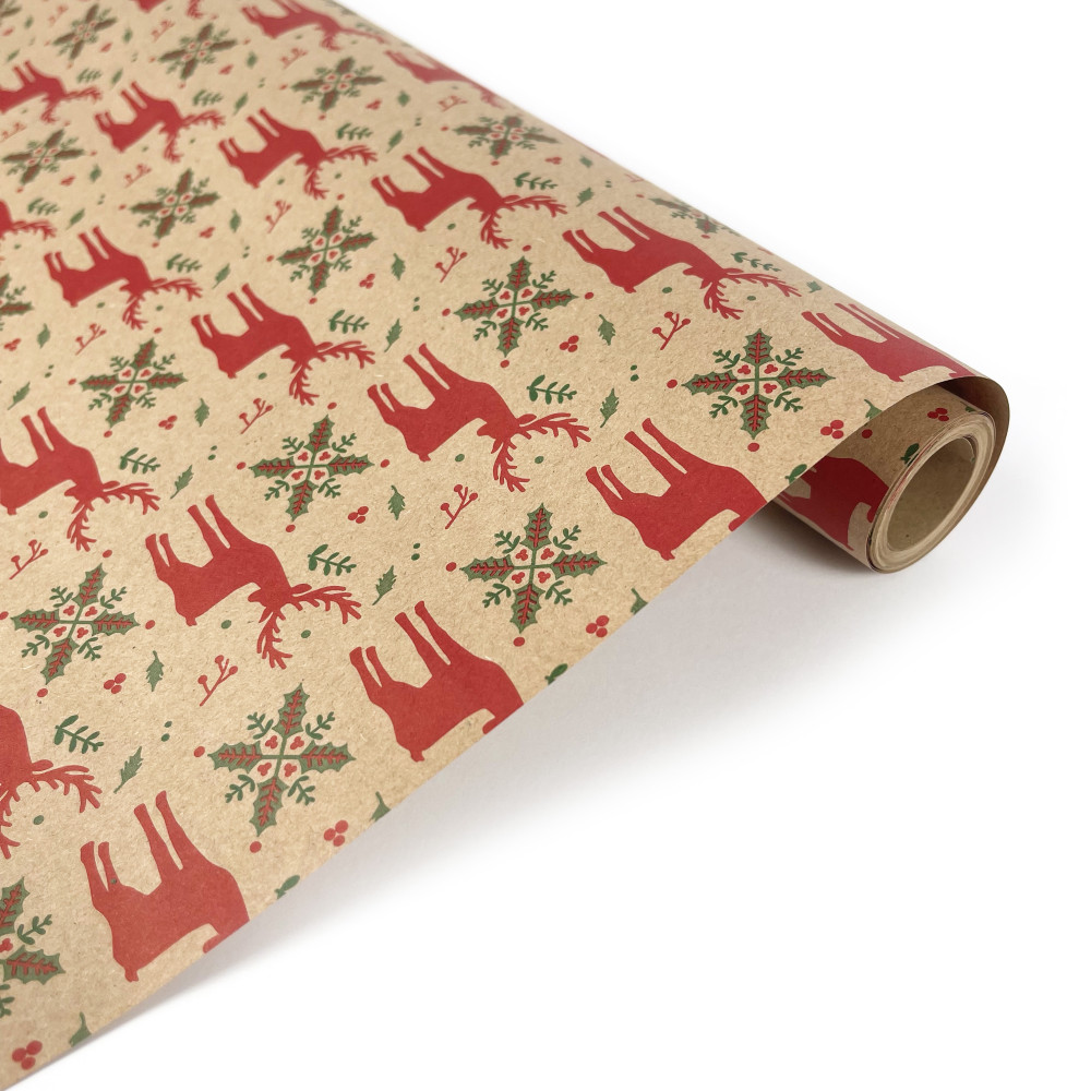 Gift wrapping paper, Reindeers - Clairefontaine - craft, 35 cm x 5 m