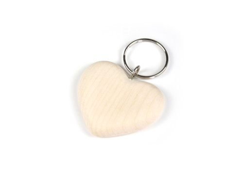 Breloczek drewniany, Serce - 4,5 x 4,5 x 0,8 cm