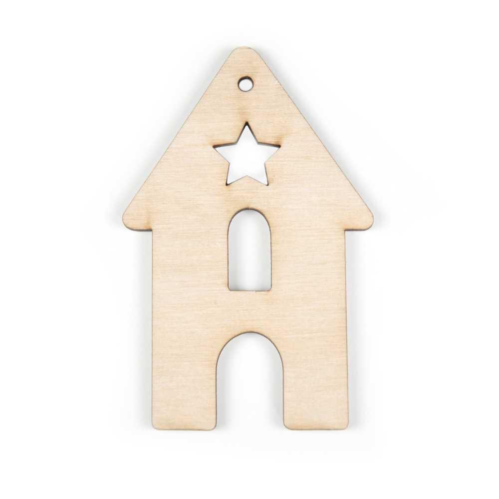 Wooden house pendant - Simply Crafting - 8,5 cm