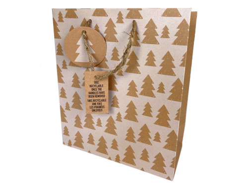 Gift paper bag, Christmas trees - Clairefontaine - craft, 21,5 x 10,2 x 25,3 cm