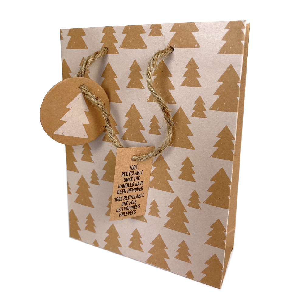 Gift paper bag, Christmas trees - Clairefontaine - craft, 17 x 6 x 22 cm