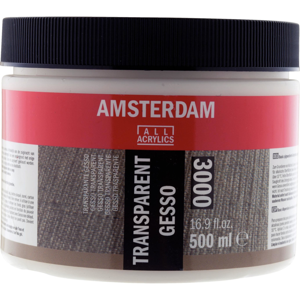 Grunt malarski, podkład Gesso - Amsterdam - transparentny, 500 ml