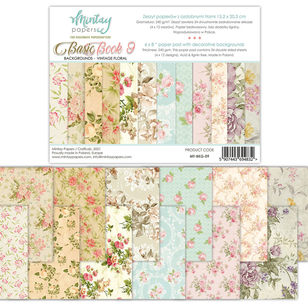 Set of scrapbooking papers 15,2 x 20,3 cm - Mintay - Basic Book 9
