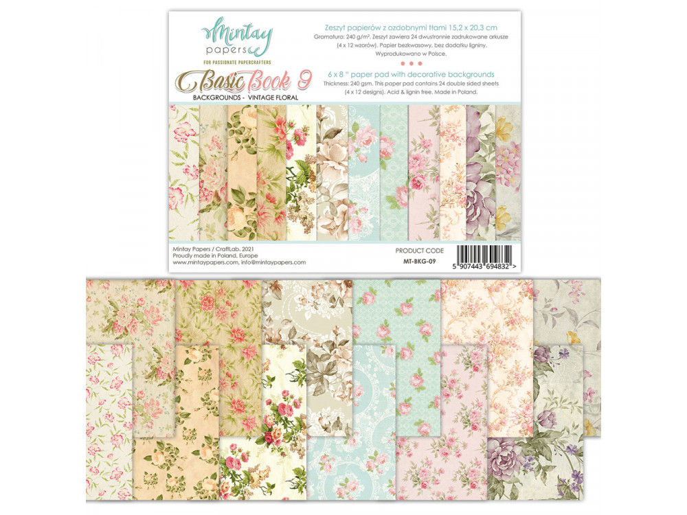 Set of scrapbooking papers 15,2 x 20,3 cm - Mintay - Basic Book 9