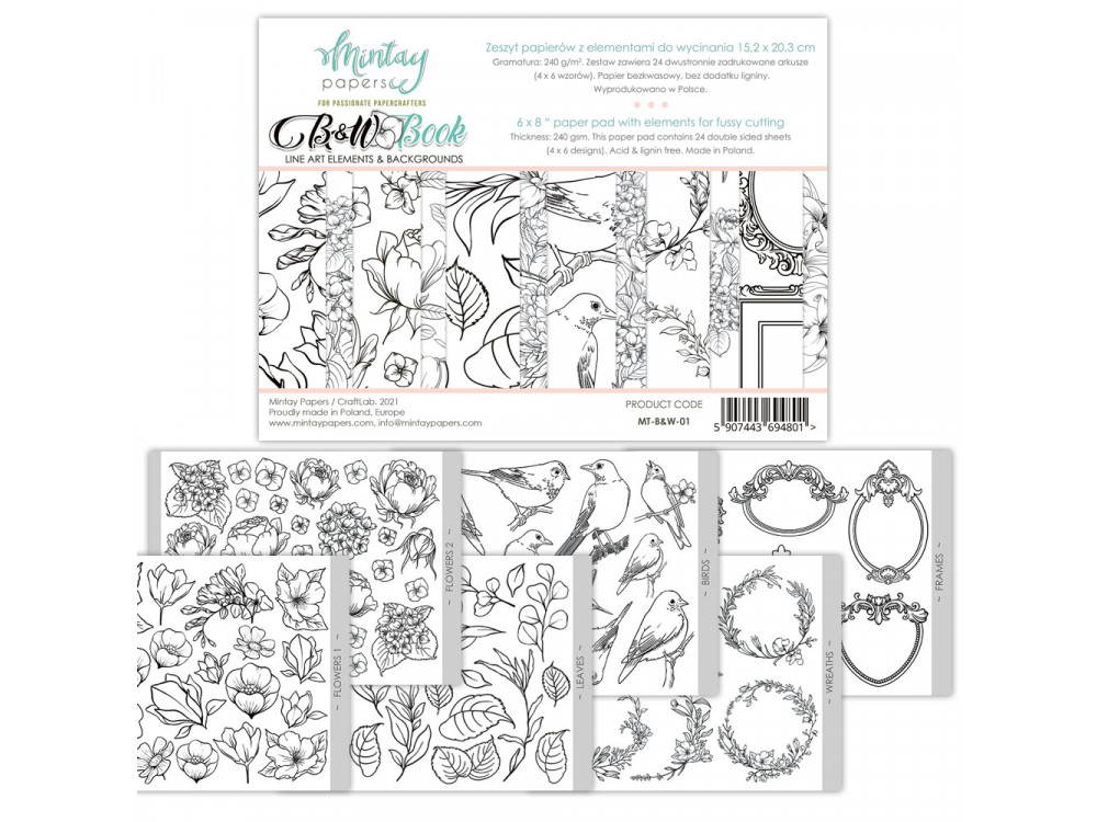 Elements for cutting 15,2 x 20,3 cm - Mintay - B&W Book