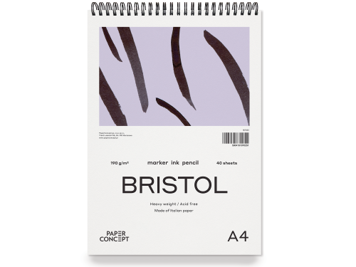 Blok do kredek i tuszu Bristol na spirali - PaperConcept - smooth A4 190 g 40 ark.