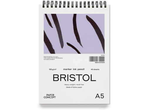 Blok do kredek i tuszu Bristol na spirali - PaperConcept - smooth A5 190 g 40 ark.
