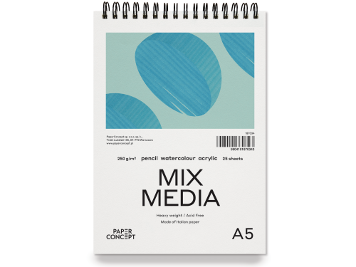 Blok uniwersalny Mix Media na spirali - PaperConcept - medium grain A5 250 g 25 ark.