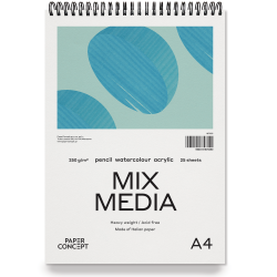 Blok uniwersalny Mix Media na spirali - PaperConcept - medium grain, A4, 250 g, 25 ark.
