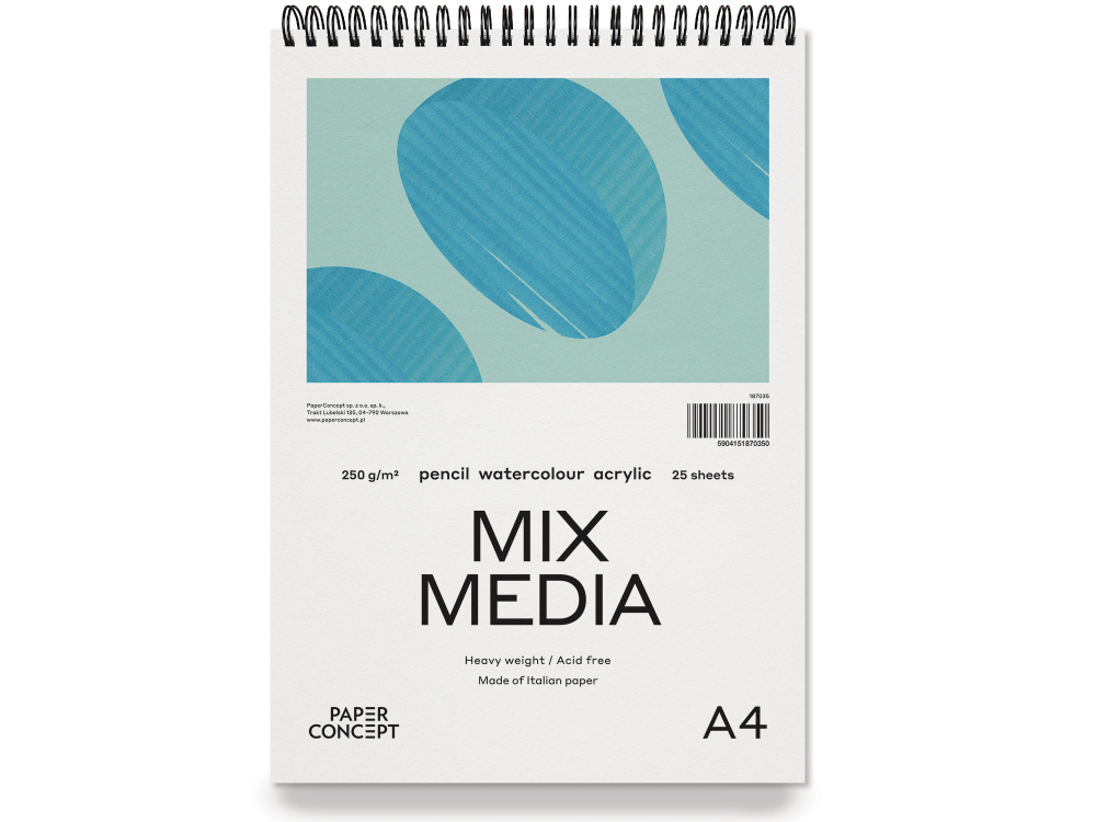 Blok uniwersalny Mix Media na spirali - PaperConcept - medium grain, A4, 250 g, 25 ark.