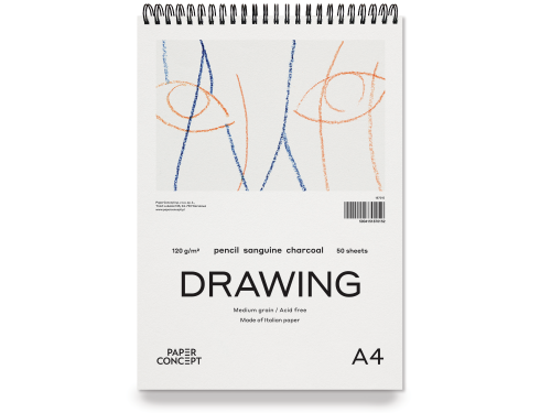 Blok rysunkowy Drawing na spirali - PaperConcept - medium grain A4 120 g 50 ark.