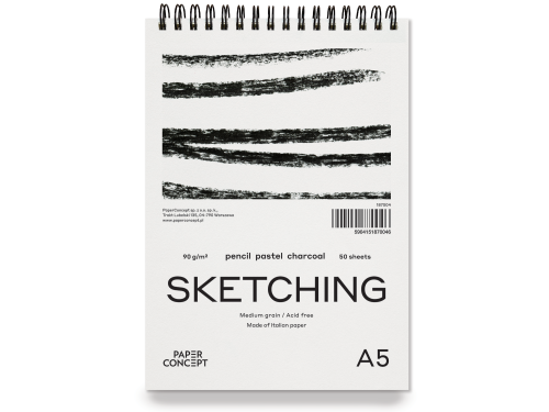 Sketching spiral paper pad - PaperConcept - medium grain A5 90 g 50 sheets