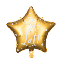 Foil balloon Sto Lat! - star, gold, 40 cm