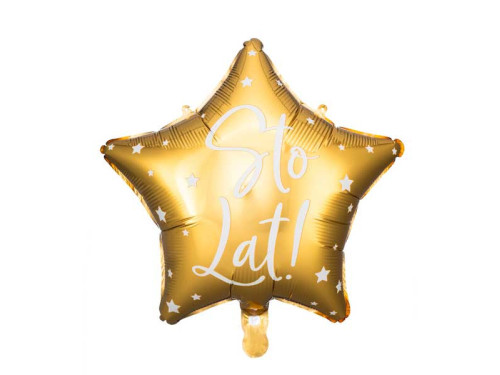 Foil balloon Sto Lat! - star, gold, 40 cm