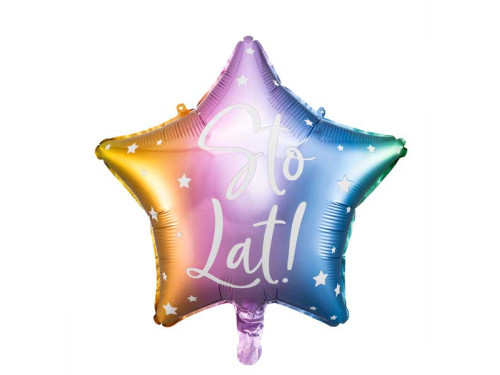 Foil balloon Sto Lat! - star, color mix, 40 cm