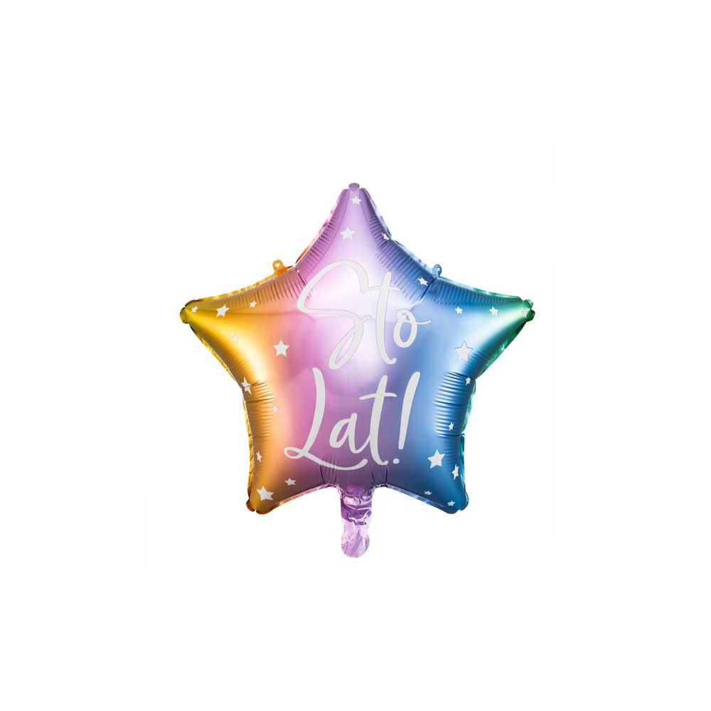 Foil balloon Sto Lat! - star, color mix, 40 cm