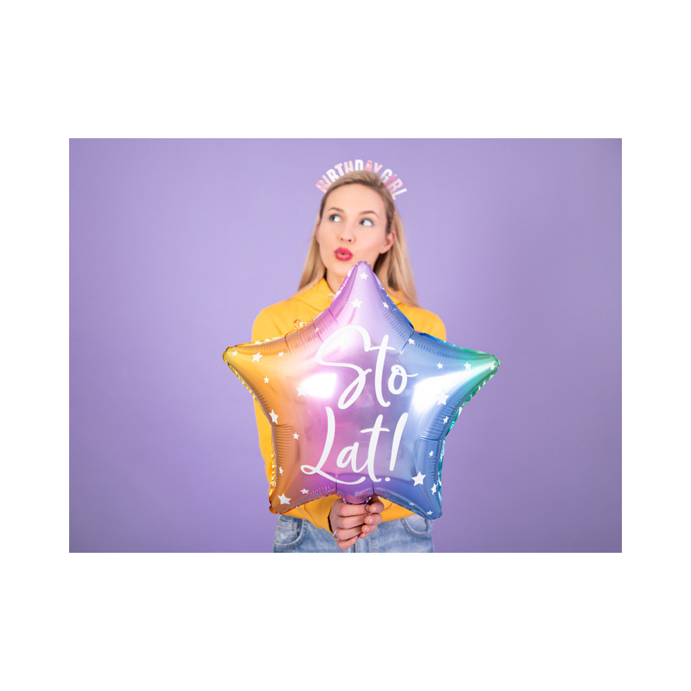 Foil balloon Sto Lat! - star, color mix, 40 cm