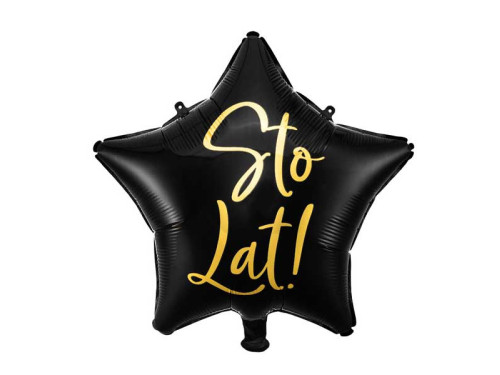 Foil balloon Sto Lat! - star, black, 40 cm
