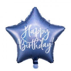 Balon foliowy Happy Birthday! - gwiazdka, granatowy, 40 cm