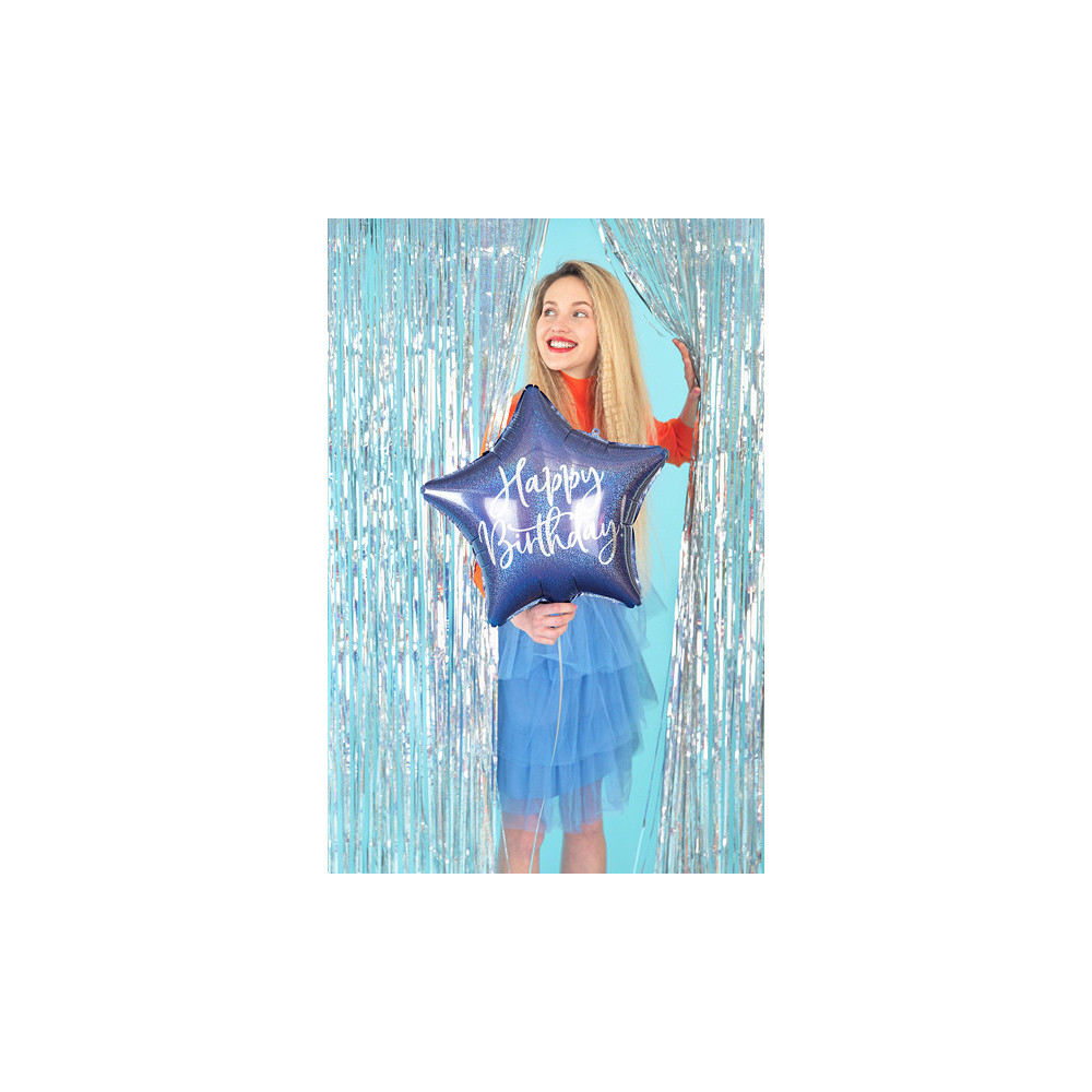 Balon foliowy Happy Birthday! - gwiazdka, granatowy, 40 cm