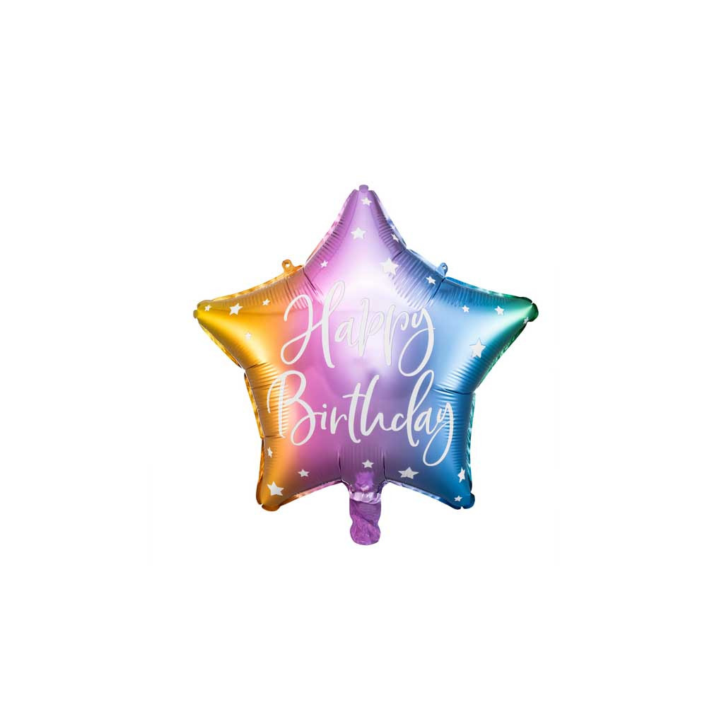 Balon foliowy Happy Birthday - gwiazdka, kolorowy, 40 cm